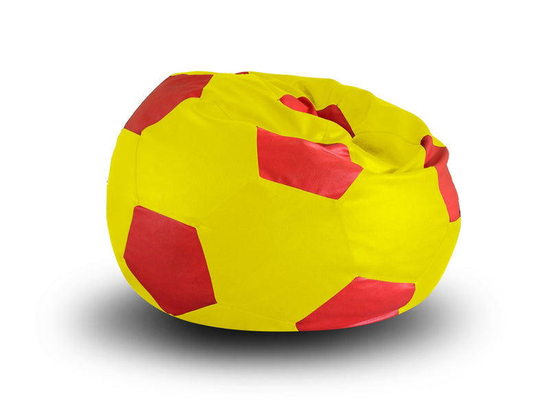Style Homez Premium Leatherette Football Bean Bag XXL Size Yellow-Red Color, Cover Only