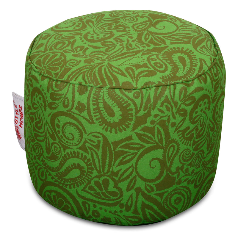 Style Homez Round Cotton Canvas Abstract Printed Bean Bag Ottoman Stool Large Cover Only, Multi Color