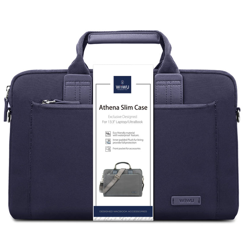 WIWU® Athena Messenger 15.4" Laptop Bag Premium Nylon Fabric and Multi Pockets, Navy Blue
