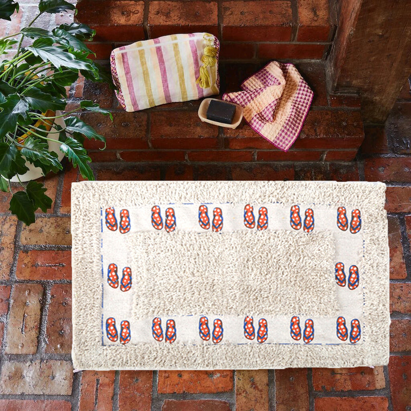Style Homez Elegant 100%  Cotton Printed Bath Mat Medium Size  , Red Color and Premium Soft Fabric, 1 Piece