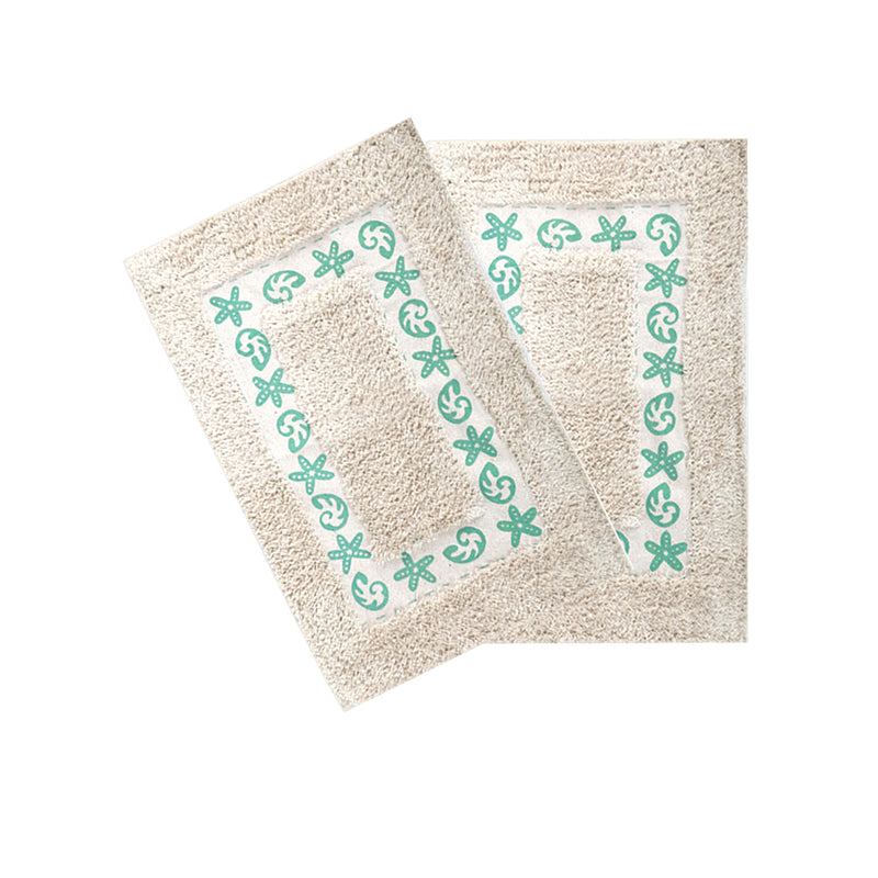 Style Homez Elegant 100%  Cotton Printed Bath Mat Medium Size  , Green Color and Premium Soft Fabric, Set of 2