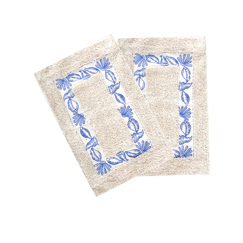 Style Homez Elegant 100%  Cotton Printed Bath Mat Medium Size  , Blue Color and Premium Soft Fabric, Set of 2