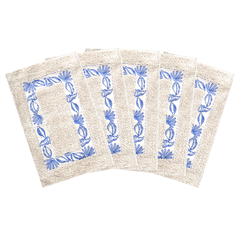 Style Homez Elegant 100%  Cotton Printed Bath Mat Medium Size  , Blue Color and Premium Soft Fabric, Set of 5