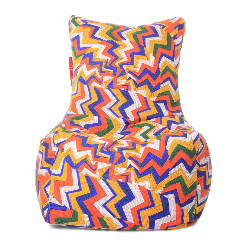 Style Homez Chair Cotton Canvas Geometric Printed Bean Bag XXL Size with Fillers