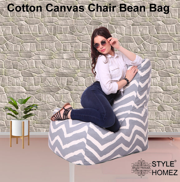 Style Homez Chair Classic Cotton Canvas Stripes Printed Bean Bag XXL Size Cover Only