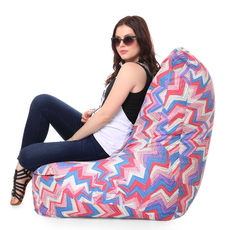 Style Homez Chair Cotton Canvas Geometric Printed Bean Bag XXL Size with Fillers