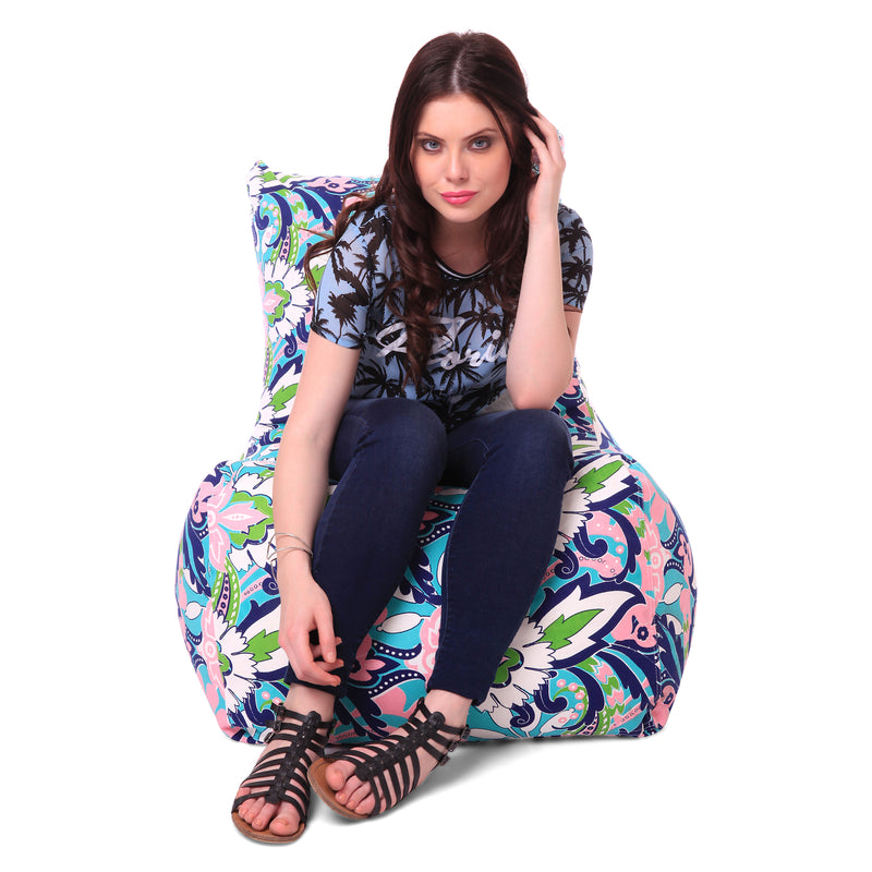 Style Homez Chair Cotton Canvas Floral Printed Bean Bag XXL Size with Fillers