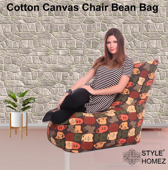 Style Homez Chair Classic Cotton Canvas Abstract Printed Bean Bag XXL Size Cover Only