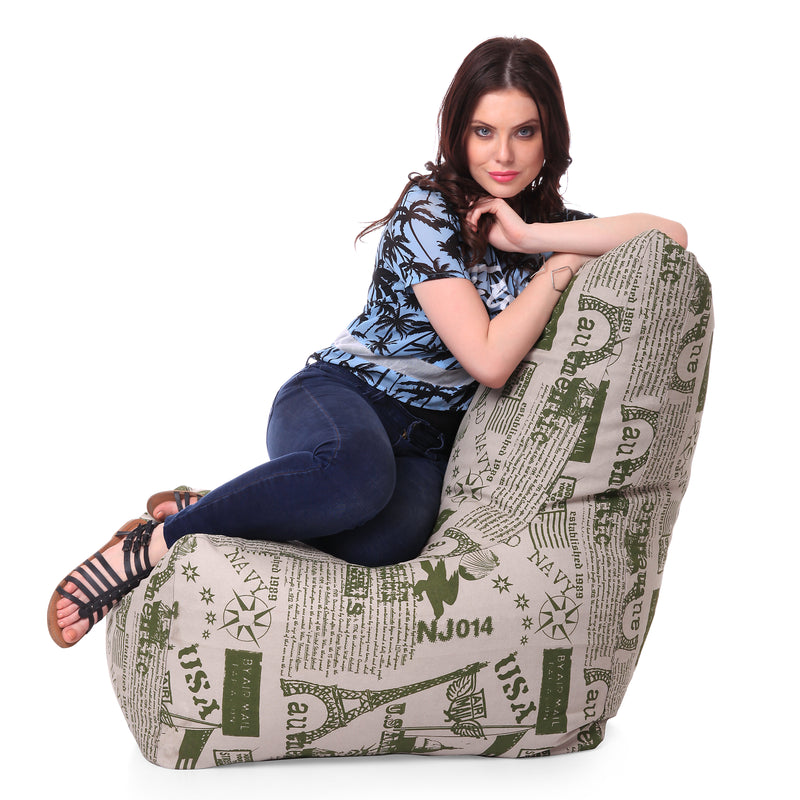 Style Homez Chair Cotton Canvas Abstract Printed Bean Bag XXL Size with Fillers