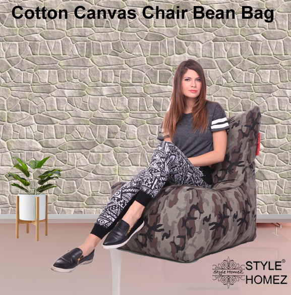 Style Homez Chair Classic Cotton Canvas Camouflage Printed Bean Bag XXL Size Cover Only