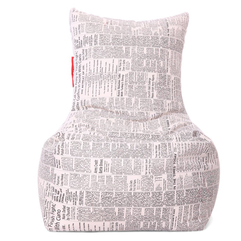 Style Homez Chair Cotton Canvas Newspaper Printed Bean Bag XXL Size with Fillers