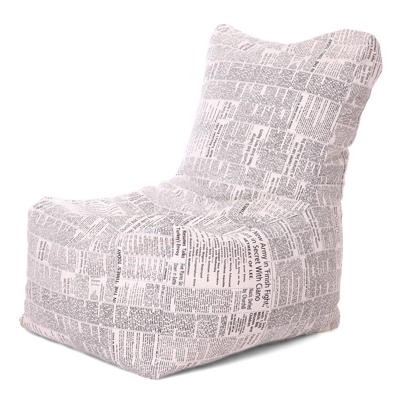 Style Homez Chair Cotton Canvas Newspaper Printed Bean Bag XXL Size with Fillers