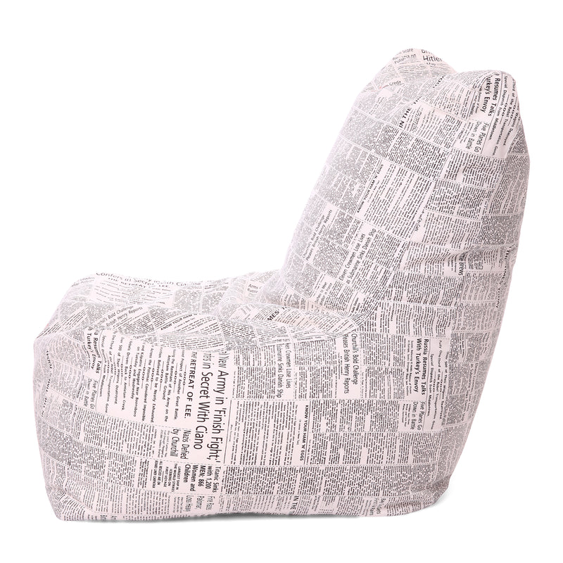 Style Homez Chair Classic Cotton Canvas Newspaper Printed Bean Bag XXL Size Cover Only