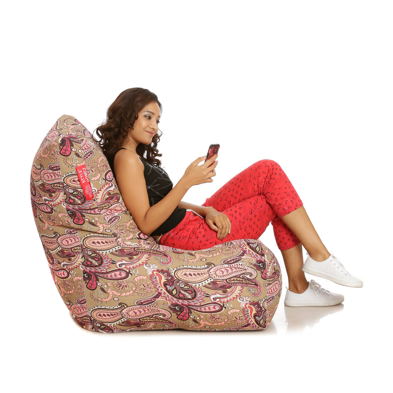 Style Homez Chair  Cotton Canvas Paisley Printed Bean Bag XXL Size With Fillers