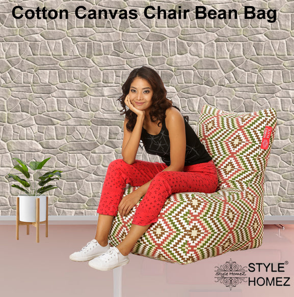 Style Homez Chair Classic Cotton Canvas IKAT Printed Bean Bag XXL Size Cover Only