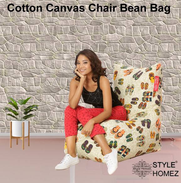 Style Homez Chair  Cotton Canvas Abstract Printed Bean Bag XXL Size With Fillers