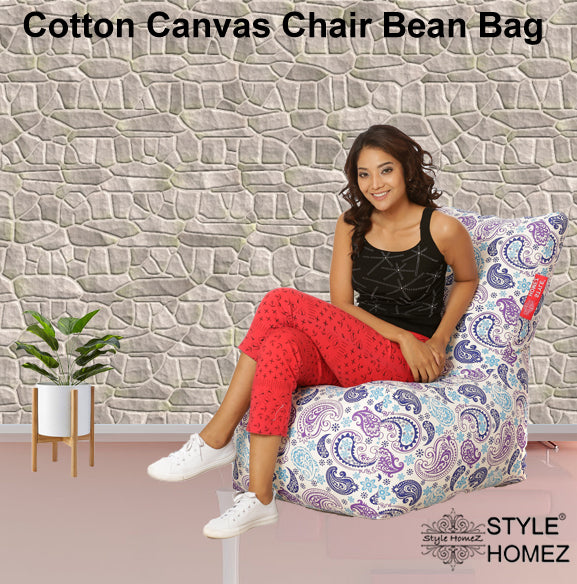 Style Homez Chair Classic Cotton Canvas Paisley Printed Bean Bag XXL Size Cover Only