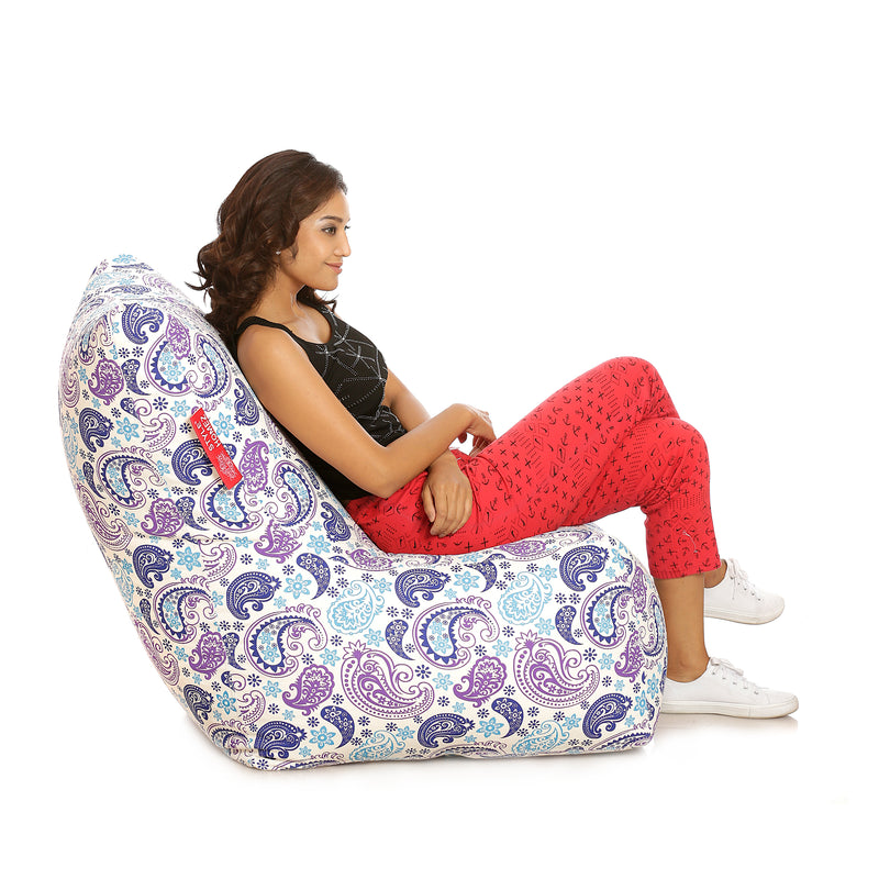 Style Homez Chair Cotton Canvas Paisley Printed Bean BagXXL Size With Fillers