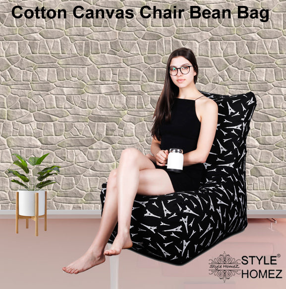 Style Homez Chair Cotton Canvas Abstract Printed Bean Bag XXL Size With Fillers