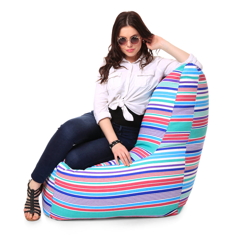 Style Homez Chair Cotton Canvas Stripes Printed Bean Bag XXXL Size with Fillers