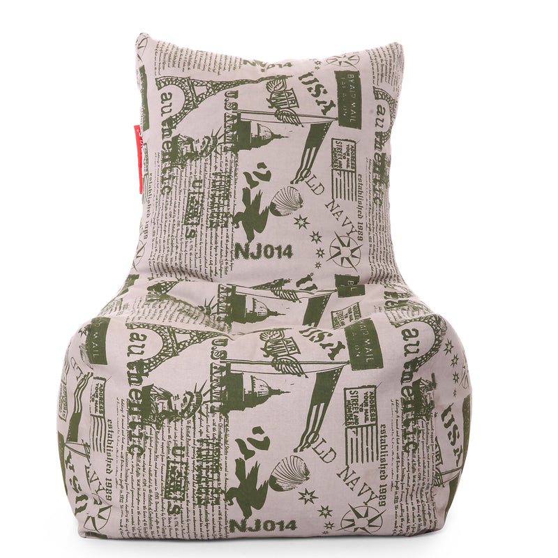 Style Homez Classic Chair Cotton Canvas Abstract Printed Bean Bag XXXL Size with Beans Fillers