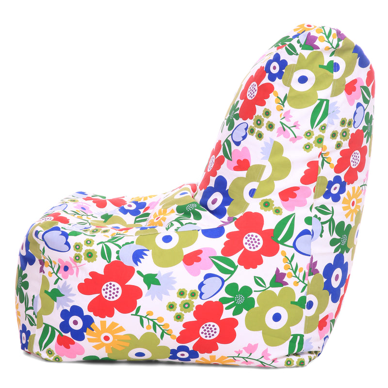 Style Homez Classic Chair Cotton Canvas Floral Printed Bean Bag XXXL Size with Beans Fillers