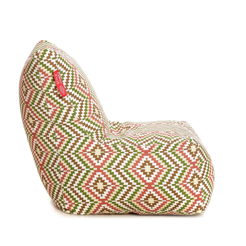 Style Homez Classic Chair Cotton Canvas IKAT Printed Bean Bag XXXL Size with Beans Fillers