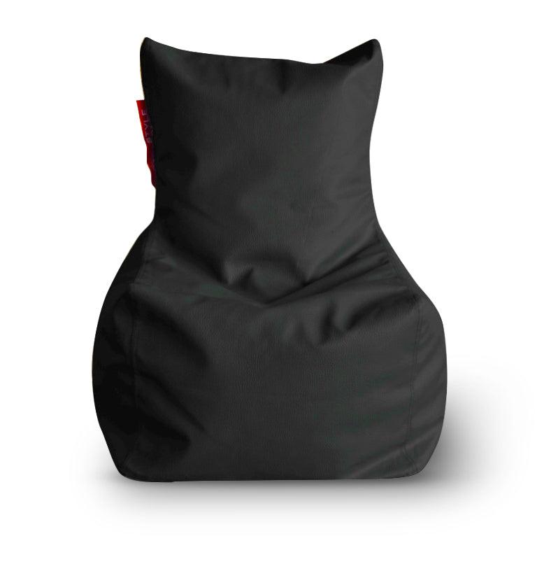 Style Homez Premium Leatherette Bean Bag L Size Chair Black Color Filled with Beans Fillers
