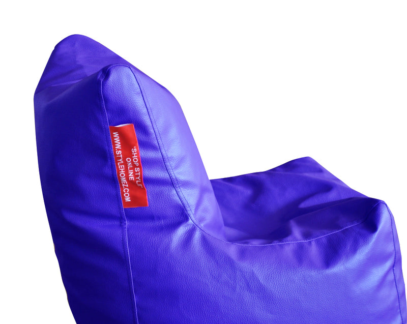 Style Homez Premium Leatherette Bean Bag L Size Chair Blue Color Filled with Beans Fillers