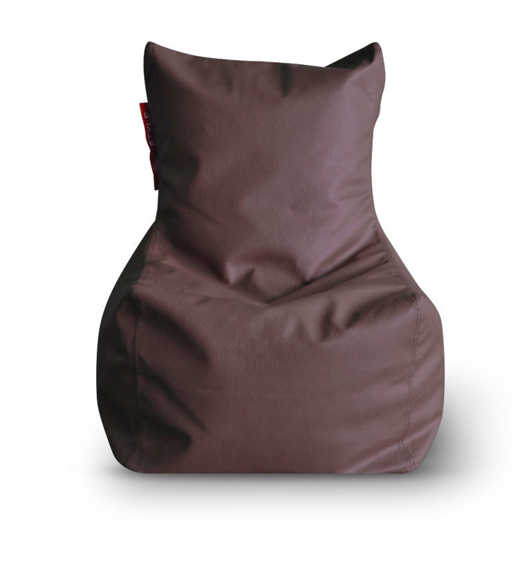 Style Homez Premium Leatherette Bean Bag L Size Chair Chocolate Brown Color Filled with Beans Fillers