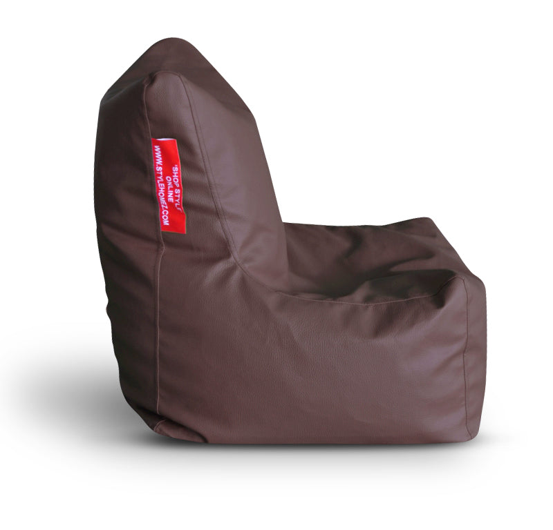 Style Homez Premium Leatherette Bean Bag L Size Chair Chocolate Brown Color Filled with Beans Fillers