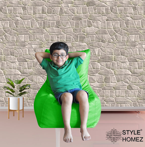 Style Homez Premium Leatherette Bean Bag L Size Chair Green Color Filled with Beans Fillers