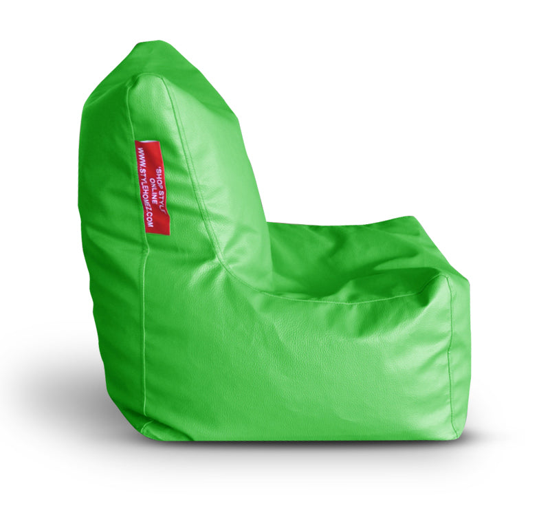 Style Homez Premium Leatherette Bean Bag L Size Chair Green Color Filled with Beans Fillers