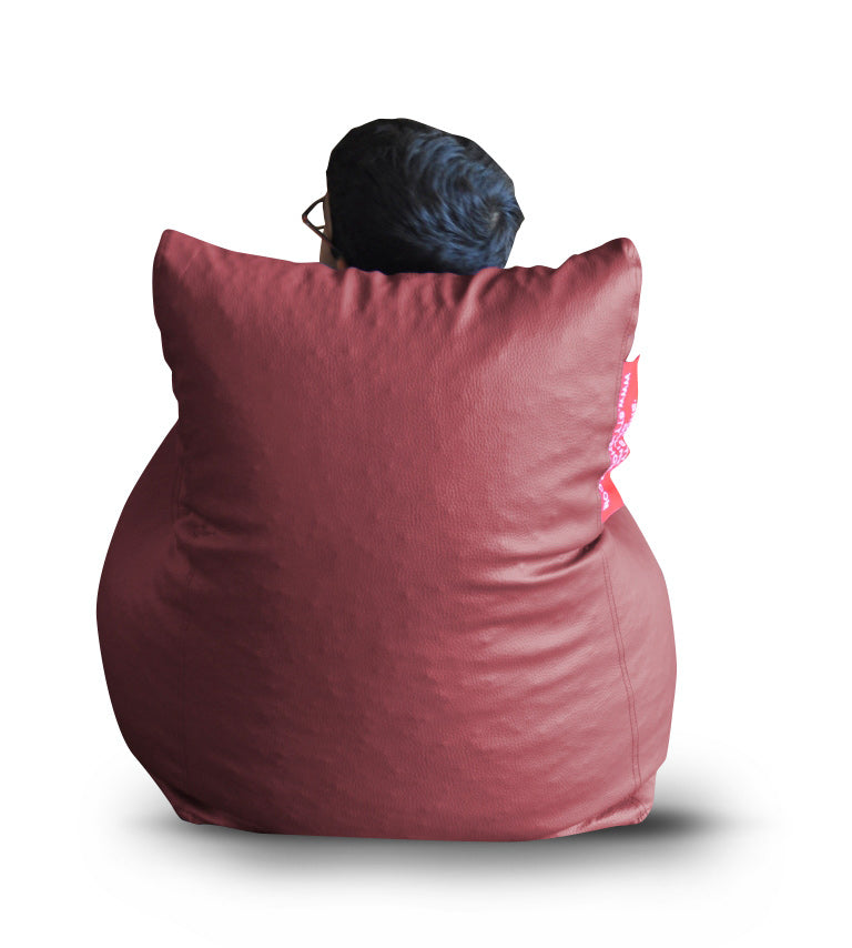 Style Homez Premium Leatherette Bean Bag L Size Chair Maroon Color, Cover Only