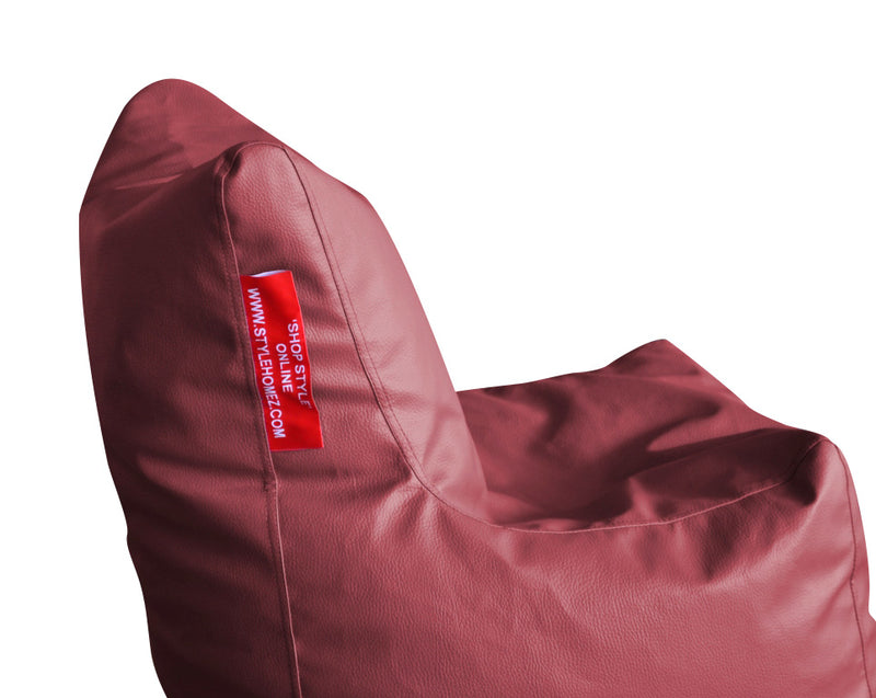 Style Homez Premium Leatherette Bean Bag L Size Chair Maroon Color Filled with Beans Fillers