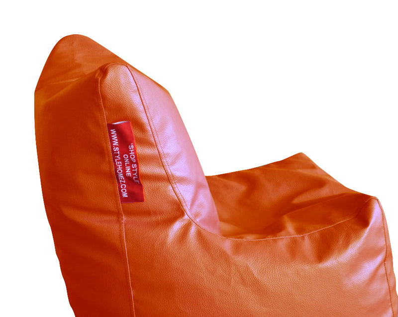 Style Homez Premium Leatherette Bean Bag L Size Chair Orange  Color, Cover Only