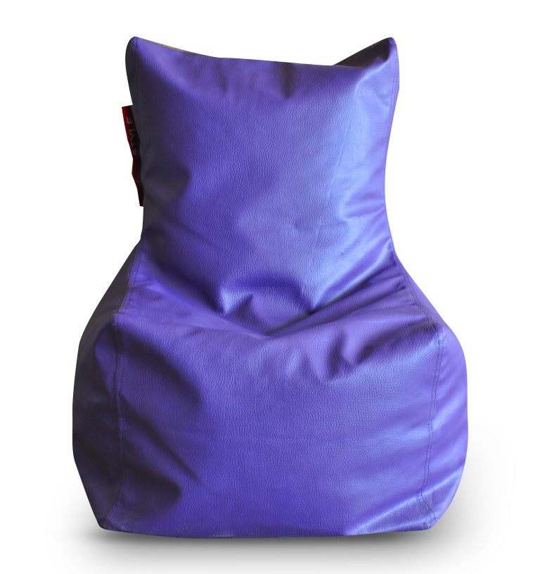 Style Homez Premium Leatherette Bean Bag L Size Chair Purple Color Filled with Beans Fillers