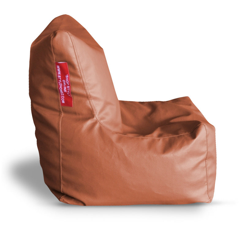 Style Homez Premium Leatherette Bean Bag L Size Chair Tan Color Filled with Beans Fillers