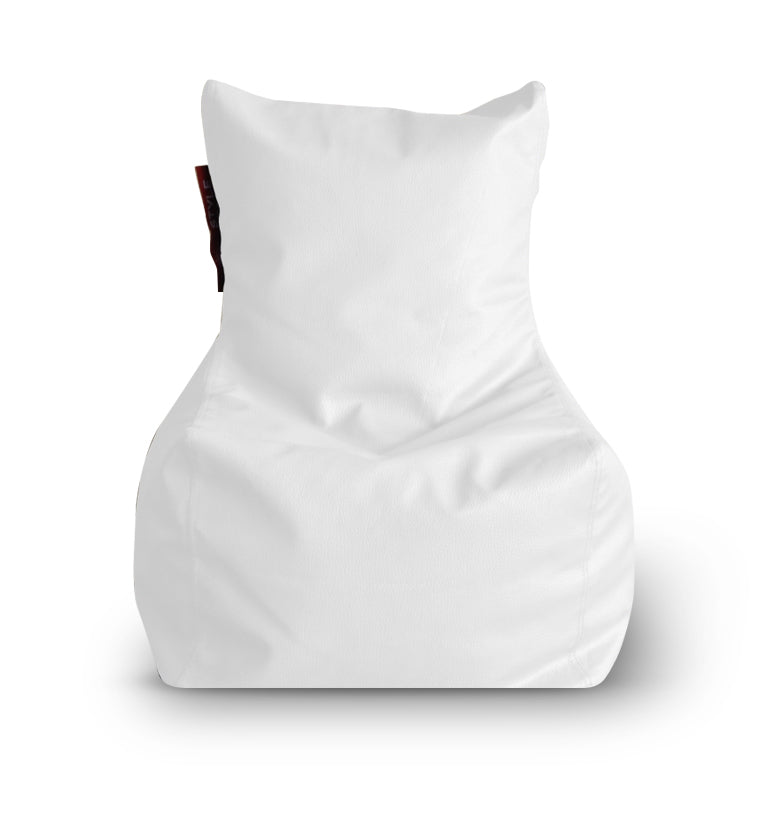 Style Homez Premium Leatherette Bean Bag L Size Chair White Color, Cover Only