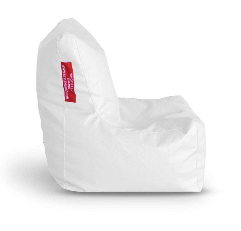 Style Homez Premium Leatherette Bean Bag L Size Chair White Color, Cover Only
