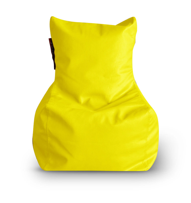 Style Homez Premium Leatherette Bean Bag L Size Chair Yellow Color Filled with Beans Fillers
