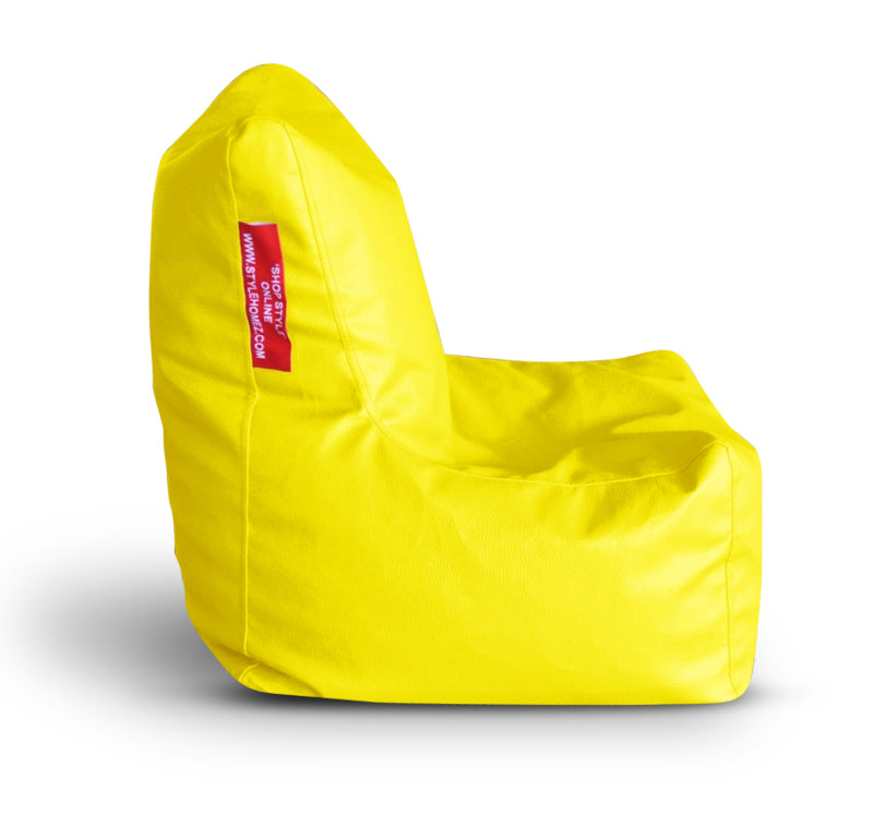 Style Homez Premium Leatherette Bean Bag L Size Chair Yellow Color, Cover Only