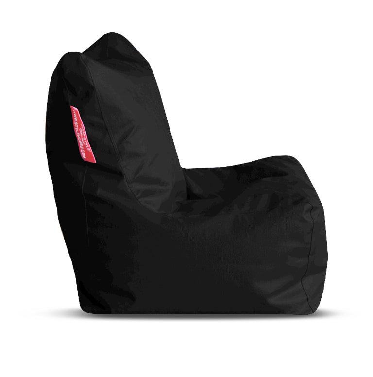 Style Homez Premium Leatherette XL Bean Bag Chair Black Color, Cover Only