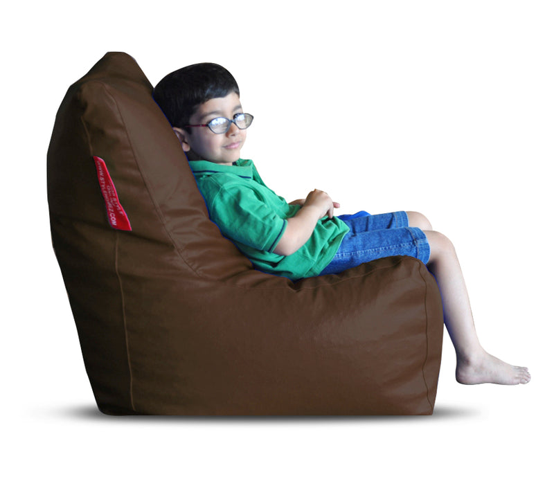 Style Homez Premium Leatherette XL Bean Bag Chair Choclate Brown Color Filled with Beans Fillers