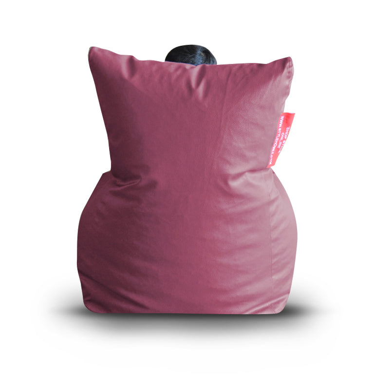 Style Homez Premium Leatherette XL Bean Bag Chair Maroon Color Filled with Beans Fillers