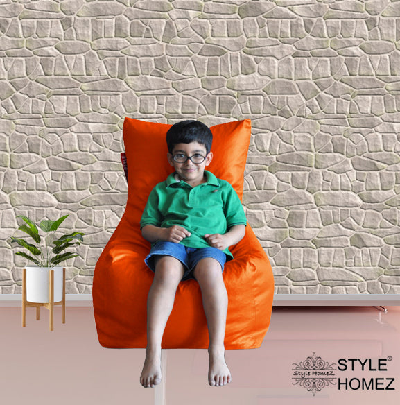 Style Homez Premium Leatherette XL Bean Bag Chair Orange Color, Cover Only