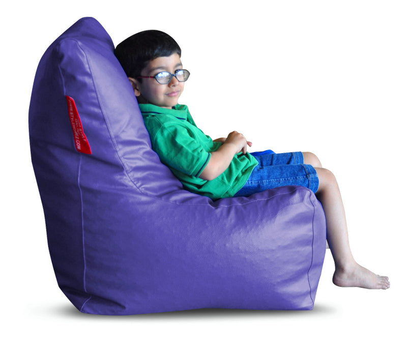 Style Homez Premium Leatherette XL Bean Bag Chair Purple Color Filled with Beans Fillers