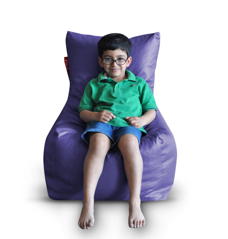 Style Homez Premium Leatherette XL Bean Bag Chair Purple Color Filled with Beans Fillers
