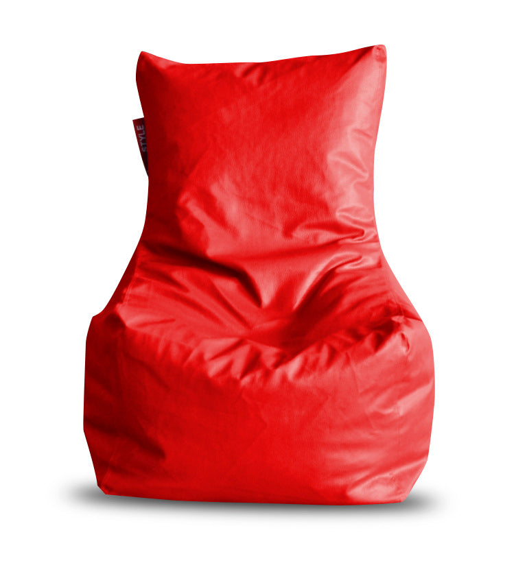 Style Homez Premium Leatherette XL Bean Bag Chair Red Color Filled with Beans Fillers