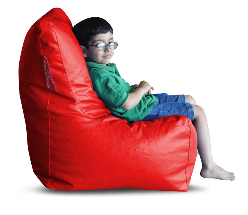 Style Homez Premium Leatherette XL Bean Bag Chair Red Color Filled with Beans Fillers